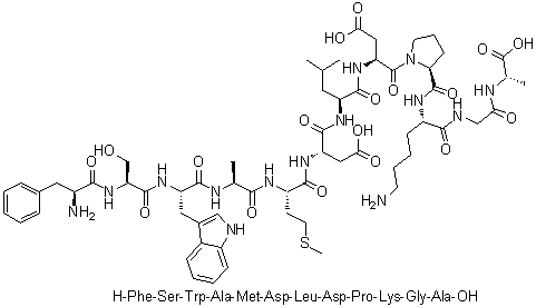L-Phenylalanyl-L-seryl-L-tryptophyl-L-alanyl-L-methionyl-L-alpha-aspartyl-L-leucyl-L-alpha-aspartyl-L-prolyl-L-lysylglycyl-L-alanine molecular structure (CAS 232601-15-9)