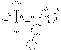 9-[3-O-苯甲酰基-2-脱氧-2-氟-5-O-(三苯基甲基)-beta-D-呋喃阿拉伯糖基]-6-氯-9H-嘌呤分子结构 (CAS 234436-49-8)