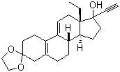 17-乙炔基-17-羟基-18-甲基雌甾-5(10),9(11)-二烯-3-酮-3-乙二醇缩酮分子结构 (CAS 23637-79-8)