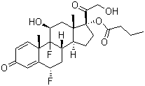 6a,9-二氟-11b,17,21-三羟基孕甾-1,4-二烯-3,20-二酮 17-丁酸酯分子结构 (CAS 23640-96-2)