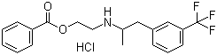 structure of CAS# 23642-66-2, Benfluorex hydrochloride;LT00134683; 2-[[1-Methyl-2-[3-(trifluoromethyl)phenyl]ethyl]amino]ethanol benzoate hydrochloride