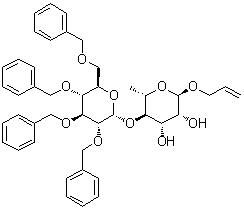 2-丙烯基 6-脱氧-4-O-[2,3,4,6-四-O-(苯基甲基)-alpha-D-吡喃葡萄糖基]-alpha-L-吡喃甘露糖苷分子结构 (CAS 236731-58-1)