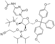 5'-O-DMT-2'-O-TBDMS-N4-Acetyl-L-Cytidine 3'-CE phosphoramidite molecular structure (CAS 237060-94-5)