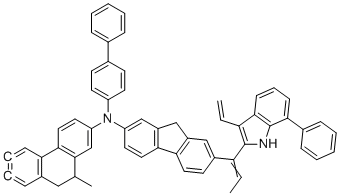 N-[7-[(Z)-1-(3-ethenyl-7-phenyl-1H-indol-2-yl)prop-1-enyl]-9H-fluoren-2-yl]-10-methyl-N-(4-phenylphenyl)-9,10-dihydrophenanthren-2-amine molecular structure (CAS 2376271-61-1)