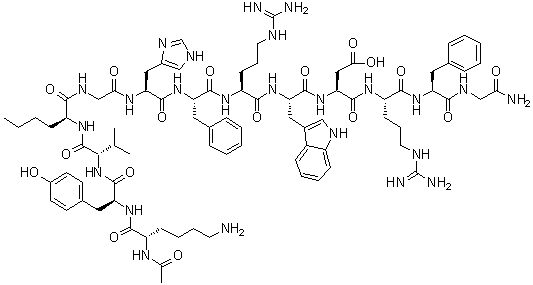 N2-乙酰基-L-赖氨酰-L-酪氨酰-L-缬氨酰-L-正亮氨酰甘氨酰-L-组氨酰-L-苯丙氨酰-L-精氨酰-L-色氨酰-L-alpha-天冬氨酰-L-精氨酰-L-苯丙氨酰甘氨酰胺分子结构 (CAS 237761-41-0)