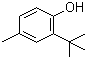结构式 CAS# 2409-55-4, 2-叔丁基对甲苯酚; 2-叔丁基-4-甲酚; 2-叔丁基-4-甲基苯酚; 2-叔丁基对甲酚; 2-(1,1-二甲基乙基)-4-甲基苯酚; 2-特丁基-4-甲基苯酚; 邻叔丁基对甲酚