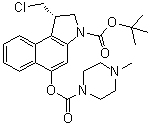 (1S)-1-(Chloromethyl)-1,2-dihydro-5-[[(4-methyl-1-piperazinyl)carbonyl]oxy]-3H-benz[e]indole-3-carboxylic acid 1,1-dimethylethyl ester molecular structure (CAS 244154-66-3)