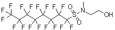 structure of CAS# 24448-09-7, N-(2-Hydroxyethyl)-N-methylperfluorooctanesulfonamide;N-Methyl-N-ethanolperfluorooctanesulfonamide; N-Methylheptadecafluorooctanesulfonamidoethanol; N-Methylperfluorooctanesulfonamide ethyl alcohol; N-Methylperfluorooctanesulfonamidoethanol