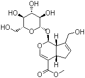 structure of CAS# 24512-63-8, Geniposide;Methyl (1R,2S,6S)-9-(hydroxymethyl)-2-[(2S,3R,4S,5S,6R)-3,4,5-trihydroxy-6-(hydroxymethyl)oxan-2-yl]oxy-3-oxabicyclo[4.3.0]nona-4,8-diene-5-carboxylate