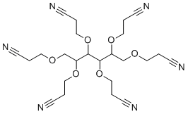 structure of CAS# 2465-92-1, 1,2,3,4,5,6-hexakis-O-(2-cyanoethyl)hexitol;3-[2,3,4,5,6-pentakis(2-cyanoethoxy)hexoxy]propanenitrile
