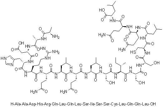 L-Alanyl-L-alanyl-L-alpha-aspartyl-L-histidyl-L-arginyl-L-glutaminyl-L-leucyl-L-glutaminyl-L-leucyl-L-seryl-L-isoleucyl-L-seryl-L-seryl-L-cysteinyl-L-leucyl-L-glutaminyl-L-glutaminyl-L-leucine molecular structure (CAS 247244-48-0)
