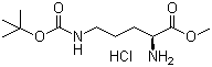 structure of CAS# 2480-96-8, Methyl (2S)-2-amino-5-[(tert-butoxycarbonyl)amino]pentanoate hydrochloride;(2S)-2-Amino-5-[(tert-butoxycarbonyl)amino]pentanoic acid methyl ester hydrochloride
