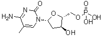 structure of CAS# 2498-41-1, 5-Methyldeoxycytidylic acid;2'-Deoxy-5-methylcytidine 5'-phosphate; 5-Methyl dCMP; 5-Methyl-2'-deoxycytidine 5'-monophosphate; 5-Methyldeoxycytidine monophosphate