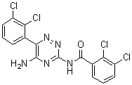 structure of CAS# 252186-79-1, N-[5-Amino-6-(2,3-dichlorophenyl)-1,2,4-triazin-3-yl]-2,3-dichlorobenzamide