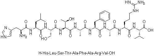 L-Histidyl-L-leucyl-L-seryl-L-threonyl-L-alanyl-L-phenylalanyl-L-alanyl-L-arginyl-L-valine molecular structure (CAS 252720-24-4)