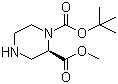 结构式 CAS# 252990-05-9, (R)-1-Boc-2-哌嗪甲酸甲酯; (R)-哌嗪-1,2-二甲酸-1-叔丁酯-2-甲酯