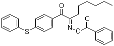 structure of CAS# 253585-83-0, 1-[4-(Phenylthio)phenyl]-1,2-octanedione 2-(O-benzoyloxime);[[1-oxo-1-(4-phenylsulfanylphenyl)octan-2-ylidene]amino] benzoate