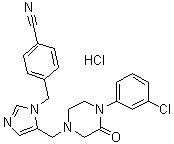 4-[[5-[[4-(3-Chlorophenyl)-3-oxo-1-piperazinyl]methyl]-1H-imidazol-1-yl]methyl]benzonitrile monohydrochloride molecular structure (CAS 253863-00-2)