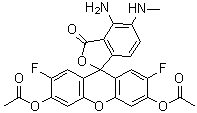 4-Amino-5-methylamino-2',7'-difluorofluorescein diacetate molecular structure (CAS 254109-22-3)