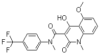 structure of CAS# 254964-60-8, Tasquinimod;4-Hydroxy-5-methoxy-N-methyl-1-methyl-2-oxo-N-(4-trifluoromethylphenyl)-1,2-dihydroquinoline-3-carboxamide; ABR 215050; N-Methyl-N-(4-trifluoromethylphenyl)-1,2-dihydro-4-hydroxy-5-methoxy-1-methyl-2-oxoquinoline-3-carboxamide