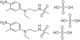 structure of CAS# 25646-71-3, 2-[(4-Amino-3-methylphenyl)ethylamino]ethyl sulfate;N-[2-(4-Amino-N-ethyl-m-toluidino)ethyl]methanesulfonamide sulfate (2:3); Color developing agent CD-3