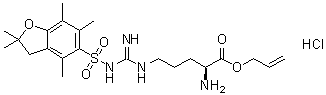 structure of CAS# 257288-23-6, N5-[[[(2,3-Dihydro-2,2,4,6,7-pentamethyl-5-benzofuranyl)sulfonyl]amino]iminomethyl]-L-ornithine 2-propenyl ester monohydrochloride