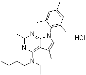 N-丁基-N-乙基-2,5-二甲基-7-(2,4,6-三甲基苯基)-7H-吡咯并[2,3-d]嘧啶-4-胺单盐酸盐分子结构 (CAS 257639-98-8)
