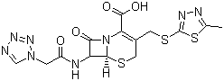 结构式 CAS# 25953-19-9, 头孢唑啉; 唑啉头孢菌素; (6R,7R)-3-[(5-甲基-1,3,4-噻二唑-2-基)硫甲基]-8-氧代-7-[[2-(四唑-1-基)乙酰]氨基]-5-硫杂-1-氮杂双环[4.2.0]辛-2-烯-2-甲酸