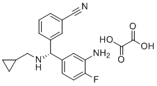 (R)-3-((3-Amino-4-fluorophenyl)((cyclopropylmethyl)amino)methyl)benzonitrile oxalate molecular structure (CAS 2602377-11-5)
