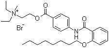 结构式 CAS# 26095-59-0, 奥替溴铵; N,N-二乙基-N-甲基-2-[[4[[2-(辛基)苯甲酰]氨基]苯甲酰]氧基]乙烷铵溴化物