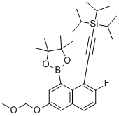 ((2-Fluoro-6-(methoxymethoxy)-8-(4,4,5,5-tetramethyl-1,3,2-dioxaborolan-2-yl)naphthalen-1-yl)ethynyl)triisopropylsilane molecular structure (CAS 2621932-37-2)