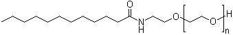 Polyethylene glycol mono(2-lauramidoethyl) ether molecular structure (CAS 26635-75-6)