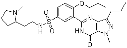 structure of CAS# 268203-93-6, Udenafil;3-(6,7-Dihydro-1-methyl-7-oxo-3-propyl-1H-pyrazolo[4,3-d]pyrimidin-5-yl)-N-[2-(1-methyl-2-pyrrolidinyl)ethyl]-4-propoxybenzenesulfonamide