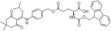 结构式 CAS# 268730-86-5, N-[(9H-芴-9-基甲氧基)羰基]-L-谷氨酸 5-[[4-[[1-(4,4-二甲基-2,6-二氧代环己亚基)-3-甲基丁基]氨基]苯基]甲基]酯