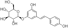 structure of CAS# 27208-80-6, Polydatin;3, 5, 4'-Trihydroxystilbene 3-glucoside; 3-Hydroxy-5-[(1E)-2-(4-hydroxyphenyl)ethenyl]phenyl-beta-D-glucopyranoside