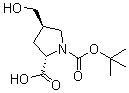 结构式 CAS# 273221-97-9, (2S,4R)-1-(叔丁氧羰基)-4-(羟甲基)吡咯烷-2-甲酸