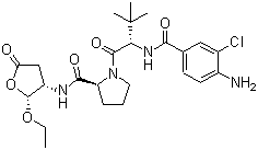 structure of CAS# 273404-37-8, VX 765;N-(4-Amino-3-chlorobenzoyl)-3-methyl-L-valyl-N-[(2R,3S)-2-ethoxytetrahydro-5-oxo-3-furanyl]-L-prolinamide