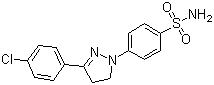 结构式 CAS# 2744-49-2, 荧光增白剂 121; 3-(4-氯苯基)-1-(4-氨基磺酰苯基)-2-吡唑啉
