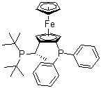 (2R)-1-[(1S)-1-[Bis(1,1-dimethylethyl)phosphino]ethyl]-2-(diphenylphosphino)ferrocene molecular structure (CAS 277306-29-3)