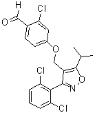 structure of CAS# 278597-32-3, 2-Chloro-4-[[3-(2,6-dichlorophenyl)-5-(1-methylethyl)-4-isoxazolyl]methoxy]benzaldehyde