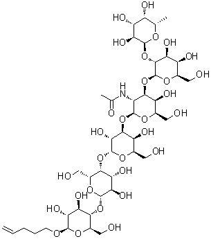 4-Pentenyl O-6-deoxy-alpha-L-galactopyranosyl-(1→2)-O-beta-D-galactopyranosyl-(1→3)-O-2-(acetylamino)-2-deoxy-beta-D-galactopyranosyl-(1→3)-O-alpha-D-galactopyranosyl-(1→4)-O-beta-D-galactopyranosyl-(1→4)-beta-D-glucopyranoside molecular structure (CAS 284663-02-1)