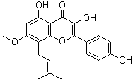 3,5-Dihydroxy-2-(4-hydroxyphenyl)-7-methoxy-8-(3-methyl-2-buten-1-yl)-4H-1-benzopyran-4-one molecular structure (CAS 28610-30-2)