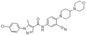 1-(4-Chlorophenyl)-N-[3-cyano-4-[4-(4-morpholinyl)-1-piperidinyl]phenyl]-5-methyl-1H-pyrazole-4-carboxamide molecular structure (CAS 288250-47-5)