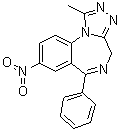 structure of CAS# 28910-99-8, 1-Methyl-8-nitro-6-phenyl-4H-s-triazolo[4,3-a][1,4]benzodiazepine;1-Methyl-8-nitro-6-phenyl-4H-[1,2,4]triazolo[4,3-a][1,4]benzodiazepine