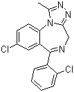 结构式 CAS# 28911-01-5, 三唑仑; 三唑氯安定; 8-氯-6-(2-氯苯基)-1-甲基-4H-[1,2,4]三氮唑并[4,3-a][1,4]苯并二氮杂卓