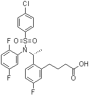 2-[(1R)-1-[[(4-Chlorophenyl)sulfonyl](2,5-difluorophenyl)amino]ethyl]-5-fluorobenzenebutanoic acid molecular structure (CAS 290315-45-6)
