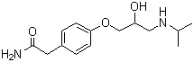 结构式 CAS# 29122-68-7, 阿替洛尔; 4-[3-[(1-甲基乙基)氨基-2-羟基]丙氧基]苯乙酰胺