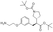 tert-butyl (3R)-3-[(2S)-3-[3-(2-aminoethoxy)phenyl]-1-[(2-methylpropan-2-yl)oxy]-1-oxopropan-2-yl]pyrrolidine-1-carboxylate molecular structure (CAS 2924842-16-8)