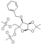 1,2-O-(1-Methylethylidene)-4-C-[[(methylsulfonyl)oxy]methyl]-3-O-(phenylmethyl)-alpha-D-erythro-pentofuranose 5-methanesulfonate molecular structure (CAS 293751-01-6)