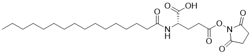 structure of CAS# 294855-91-7, Pal-Glu(OSu)-OH;(2S)-5-(2,5-dioxopyrrolidin-1-yl)oxy-2-(hexadecanoylamino)-5-oxopentanoic acid